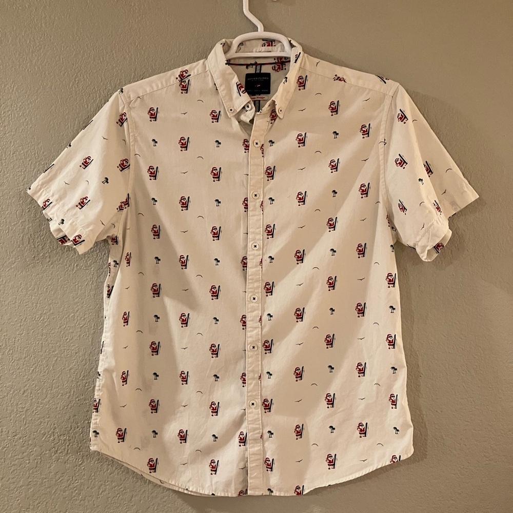 Denim & Flower Shirt Santa w/ Surfboard L Short Sleeve